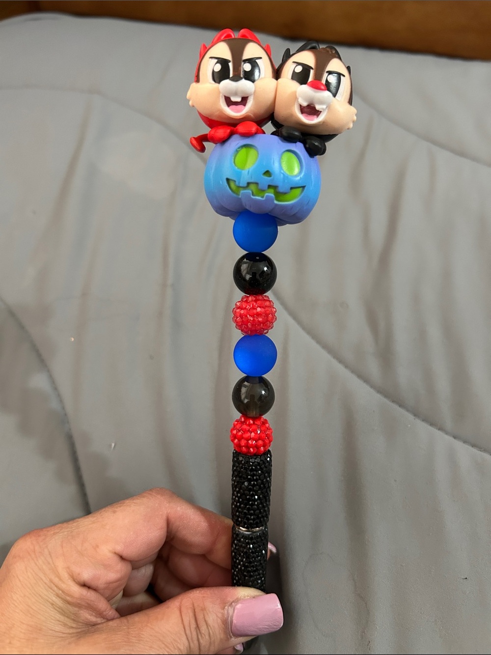 Halloween Character Beaded Pen. Blue, Red, Black